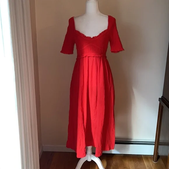 Free People Sunshine Season Midi Dress Red - Picture 5 of 16